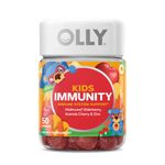 OLLY Kid's Wellmune/Acerola Cherry/Elderberry and Zinc/Cherry Berry Mighty Immunity Gummy Supplements -50 Count