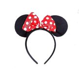 LYTIX 1PCS Minnie Mouse Headband (Red) Solid Black Ear & Red Bow with Polka Dots for Boy & Girl