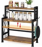 AKTOP 3-Tier Spice Rack Storage Shelves - Standing Kitchen Counter Shelf 20.1" with Hooks, Rustic Bathroom Countertop Organizer Vanity Shelf with Adjustable Shelf Cabinet, Easy Assembly