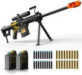 LASERMAG Shell Ejecting Sniper Rifle Toy Gun, Bolt Action Foam Dart Blaster with Scope & Bipod, Matte Black Soft Dart for Backyard Outdoor Games, Ideal Gift for Teens Boys（Matte Black）