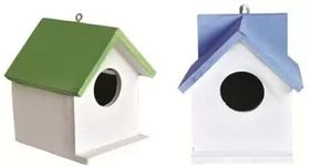 GO7 Wooden Bird House for Gaeden and Balcony Hanging Pack of 2 (Light Green & Blue)