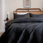 DOWNCOOL Quilt King Size, 3 Pieces Soft King Quilt Bedding Set, All Season Lightweight Bedspread Coverlet, Black King Size Quilt(106"x96") & 2 Pillow Shams(20"x36"+2")