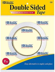 BAZIC Double Sided Tape 1" X 20 Yard (720"), Clear Sticky Mounting Adhesive Tapes, Permanent Double-Sided Tape for Arts Crafts Scrapbooking, 72-Packs