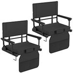 2 Pack Stadium Seats for Bleachers with Back Support, 600 lbs Rated Lightweight Bleacher Seats with Ultra Padded Comfy Foam Cushion, Stadium Seats for Bleachers with Back Support and Shoulder Strap