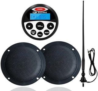 Marine Bluetooth Audio System Package - Waterproof AM FM Marine Radio Receiver with 4 inch Marine Speaker and Antenna HASDA 304.4001.056B (Black)