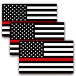 ANLEY 5 X 3 inch Thin Red Line US Flag Decal - Black White and Red Reflective Stripe American Flag Car Stickers - Support Firefighters and EMTs (3 Pack)