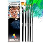 Make-up brush set, 5 pieces, brushes for fancy dress, children's make-up, Halloween make-up, make-up brush for theatre make-up, professional brush set made of synthetic hair