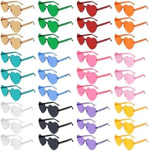 NACHLYNN 48 Occhiali da sole a forma di cuore, da donna, 12 colori, senza bordo, a forma di cuore, trasparenti, color caramella, per regali di festa