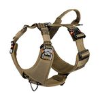 ICEFANG Tactical Dog Strap Harness,Medium Dog Vest with Handle,5 Point Adjustment, Y-Shape Chest,No-Pull Leash Clip for Walking Training (M (Neck:16"-22";Chest:25"-31") Metal-Buckle,Brown)