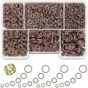 GMMA Red Copper Jump Rings for Jewelry Making 6 Sizes with Open/Close Tools 1400 Pcs Stainless Steel Jump Rings for Necklace Bracelet Repair Keychains Jewelry Making Supplies(Red Copper)