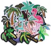 20pcs Random Coconut Tree Styles Embroidered Patches, Cute Sew On/Iron On Patch Applique for Jackets, Hats, Backpacks, Clothing Accessories