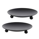 Iron Plate Candle Holder, Black, Decorative Iron Pillar Candle Plate, Set of 2, 4.37 inches D x 0.78 inches H, Pedestal Candle Stand for LED & Wax Candles, Incense Cones, Spa, (2 pcs)