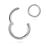 Silver Nose Hoop Ring 316L Surgical Steel Hinged Clicker Segment, 12G, Diameter 10mm - 1 Piece