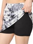 Mehrang Skirt with Shorts for Women's & Girl's Solid High Waist Flared Skater Short Mini Skirt (XS, Marble Print)