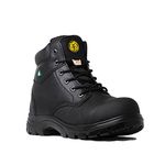 Tiger Safety CSA Men's Steel Toe Work Boots, Comfortable Safety Shoes 3055, Leather, Black, Size 13 X-Wide