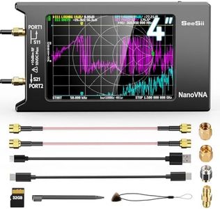 SEESII NanoVNA-H4 Vector Network Analyzer with 32GB Card, Latest V4.4 9KHz-1.5GHz HF VHF UHF 4" Touch Screen Nano Vna h4 Antenna Analyzer Measures Voltage Standing Wave Ratio, Phase,Delay,Smith Chart