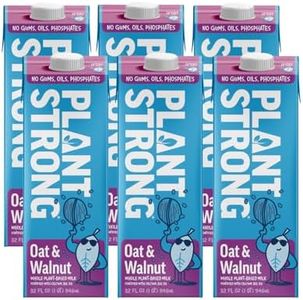 PLANTSTRONG MILK – Whole Plant-Based Milk, Fortified with Calcium, B12 & D3, No Gums or Oils, Non-GMO Project Verified, Gluten Free, Vegan (32 Fl Oz - Pack of 6)
