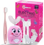 Trueocity U Shape, Kids Automatic Toothbrush, Toddler Toothbrush U Shaped, U Toothbrush Kids, Auto Toothbrush, Rechargeable Electric Brush Age 2+, Children's Toothbrush (Pink Dinosaur)