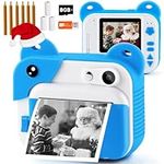 Kids Camera Instant Print - 1080P HD Video Camera with 2.0 Inch Screen Portable Digital Kids Instant Print Camera Boys Birthday for Travel Learning Kids Toys Zero Ink with Print Paper