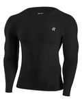 Runhit Long Sleeve Compression Shirts for Men，UPF 50+ Gym Men's Compression Shirts, Running Workout Rash Guard Black M