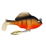 USA Bass Tackle - Hand Poured Underspin Gill - Weedless Gilly Paddletail Sleeper Swimbait with Bass-Tech Soft Plastic & Owner Mega Jig Hook Largemouth Smallmouth Spotted Bass (1/2, Perch)