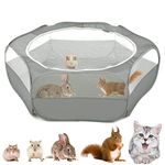 VavoPaw Small Animal Kitten Playpen, Pet Exercise Fence Waterproof with Zippered Cover, Pet Cage Tent, Small Yard Fence for Guinea Pig, Cat, Rabbit, Hamster, Chinchillas, Hedgehogs, Gray