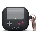 elago AW5 Case Compatible with AirPods 3 Case, Classic Game Player Console Design Case with Keychain, Support Wireless Charging (Black)