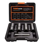 THINKWORK Twist Socket Set Lug Nut Remover Extractor Tool - 5-Piece Metric Bolt and Lug Nut Extractor Socket Tools - 17mm, 19mm, 21mm and 22mm