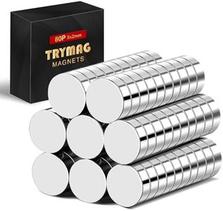 TRYMAG Small Magnets 8x2mm, 80Pcs Small Round Rare Earth Magnets, Tiny Strong Neodymium Disc Magnets for Whiteboard, Fridge, Office, Hobbies, Crafts and Dry Erase Board