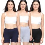 Adira | Under Dress Shorts for Women | Shorts for Women | Women Tights Shorts | Soft & Comfy, Knitted Stretchy Fabric | Perfect Length to Wear Under Dress | Pack of 3 | Navyblue, Grey & Black | 8XL