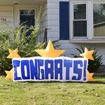 Sunnydaze Congrats Star Banner LED Inflatable Party Decoration - Indoor or Outdoor Use - Graduation, Retirement, Engagement or Other Party - 8-Foot