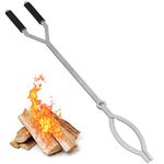 40" Fire Tongs Firewood Grabbers, Stainless Steel Large Fire Pit Tool Indoor Fireplace Outdoor Bonfire Campfire Backyard Deck Camping Log Grabbers Tool