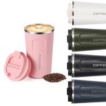 KISUOMAOYI Travel Mugs, Insulated Coffee Cup with Leakproof Lid - Reusable Coffee Cups Travel - Car Coffee Cup - Stainless Steel Thermal Mug for Hot and Cold Coffee Water and Tea.380ml(Pink)