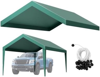 VEVOR Carport Replacement Canopy, 3 x 6 m Potable Garage Tent Top Tarp, UV-Resistant & Waterproof Car Shelter Tarp, Heavy Duty Car Port Cover with Ball Buggees, Dark Green, Frame Not Included