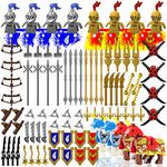 Nicolababe Weapon Pack for Minifigures Knight Weapons Set Accessories Kit Include Armor Helmet Cloaks Shield Barding Horses Compatible with All Major Brands (Medieval Weapon)