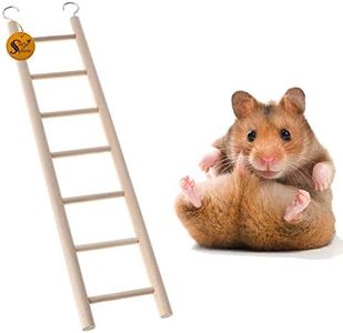 Sage Square Playful Natural Wooden Climbing Ladder Toy for Exercise & Fun || with Hooks || for Hamsters, Sugar Glider, Dwarf, Rat, Mice, Gerbil || 7 Stairs / 34cm
