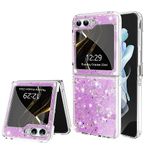 MOWIM Compatible with Samsung Galaxy Z Flip 5 for Women Girls, Stylish Pretty Glitter Crystal Bling Sparkly Anti-Scratch Shockproof Protective Phone Cover for Samsung Galaxy Z Flip 5-Purple