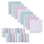 softan Baby Washcloths, 24Pack Baby Wash Cloths Extra Soft and Ultra Absorbent Bath Cloth Baby Face Towel, Wash Clothes for Baby Face & Body, Great Gifts for Newborn and Infants, 9''x 9''- Unicorn