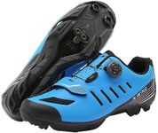 kushike Mens Women Mountain Bike Shoes with 2-Bolts SPD Cleats Included, MTB Cycling Shoes Indoor Outdoor Riding Biking, Spin Shoes Women, Peloton Compatible Shoes women-2106Bblue46