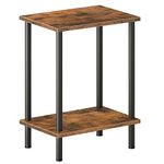 HOOBRO End Table, Nightstand with 2-Layer Storage Shelves, Side Table for Small Spaces, Living Room, Entryway, Farmhouse Industrial Style, Stable Frame, Easy Assembly, Rustic Brown, Black BF09BZ01