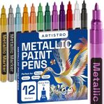 ARTISTRO 12 Metallic Paint Pens for Rock Painting, Stone, Ceramic, Glass, Wood, Fabric, Pebbles, Scrapbook Journals, Photo Albums, Card Stocks, Acrylic Paint Markers Medium Tip 3.0mm