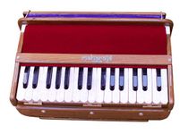 Maharaja Musicals, Folding Hari Naam Harmonium Instrument, In USA, Without Stop, Natural Brown Color, Safri, 2 1/2 Octave, Coupler, 2 Reeds, Book, Bag, Musical Instrument Indian (PDI-FFG)