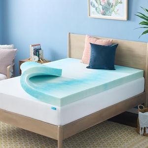 LINENSPA 4 Inch Gel Swirl Memory Foam Mattress Topper – Cooling Gel Infused – Pressure Relieving – CertiPUR Certified - Queen