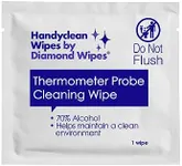 HandyClean Thermometer Cleaning Wipes, 70% Isopropyl Alcohol, Wipes for Probe Thermometer, 1000 ct of 2 x 1 inches Individually Wrapped Wipes