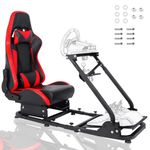 Anman Racing Simulator Cockpit With Red Racing Seat Adjustable Wheel Stand Gaming Simulator Cockpit Fit For Logitech G25 G27 G29 G920 G923 Thrustmaster T80 T150 NOT Include Wheel Shifter and Pedal