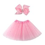 Jastore Girls Layered Stars Sequins Tutu Skirt Princess Ballet Dance Dress - Pink -