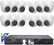 ONWOTE 16 Channel NVR PoE Security Camera System Wired, 12MP 4K 16CH Commercial NVR 4TB, Smart AI Color Night Vision, 12x 6MP 122° Outdoor Audio IP Cameras,100ft 60ft Cables, CCTV for Businesses Home