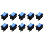 Electronic Spices 10Pcs 10x15mm 2 Pin SPST ON/OFF Soldering Terminal Boat Rocker Switch 3A AC 250V (Blue)