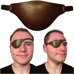 Brown Leather Eye Patch for Adults - Adjustable Medical Eye Patches for Left and Right Eyes