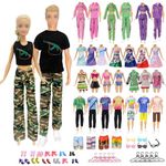 52Pcs Doll Clothes and Accessories Set Compatible with Barbie Compatible with Ken, Including 7 Suits, 4 Swimsuits, 2 Skirts, 1 Hoodie, 26 Shoes, 12 Accessories Random Style for 11.5 inch Doll Gifts